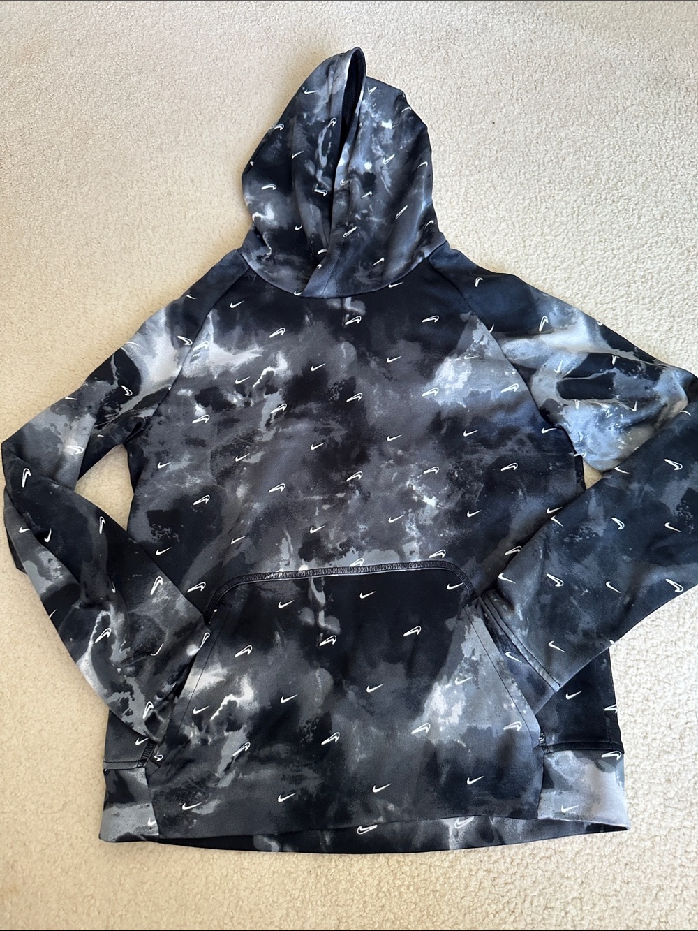 Boys Nike Black & Gray Cloud-Print Crewneck Hoodie